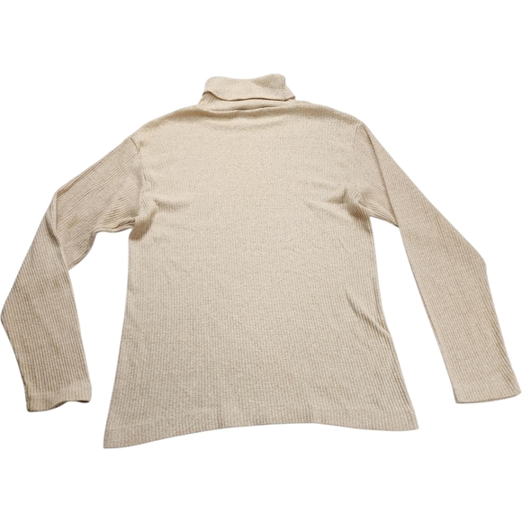 Profile Ribbed Turtleneck Sweater Tan Neutral Base Layer Size Medium - Picture 3 of 14